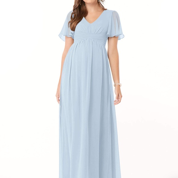 Azazie Dresses & Skirts - Light Blue Bridesmaid Dress (Bump-friendly)
